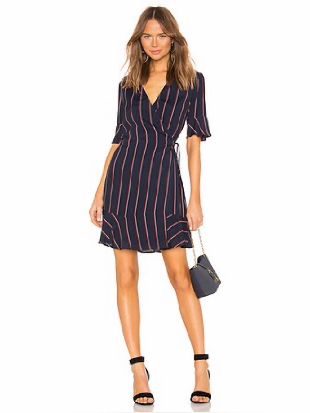 Rails Aimee Wrap Dress in Navy & Oxblood Stripe